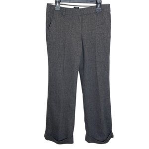 J Crew Factory City Fit wool wide leg cuffed pants grey with gold thread size 8